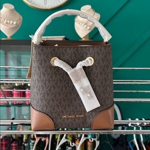 Michael Kors Dark Brown and Tan Shoulder Bag